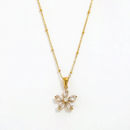 18kt Gold Plated Rolo Chain Dainty Daisy Flower Pendant Necklace