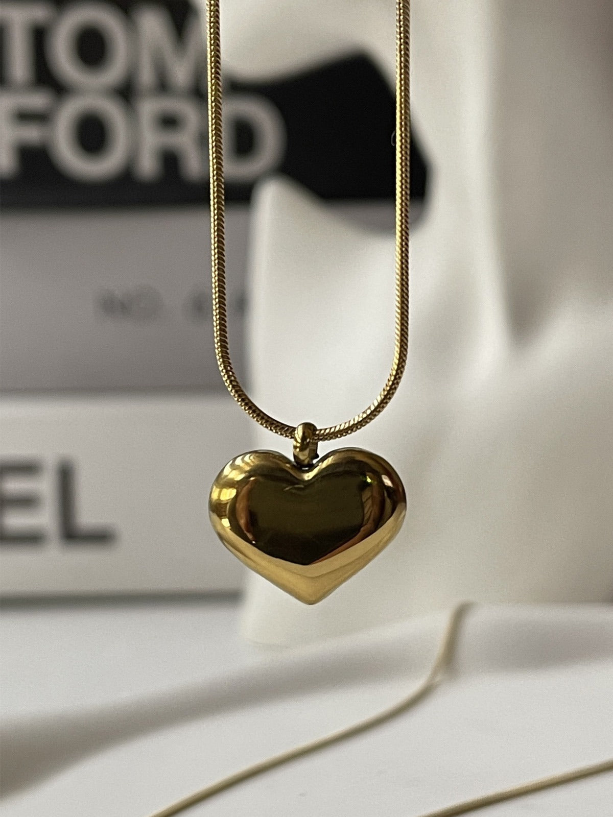24k Gold Plated Heart Pendant Chain