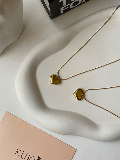 24k Gold Plated Heart Pendant Chain